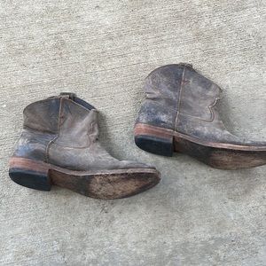 Distressed Leather Booties - Size 7